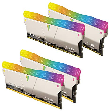 V-Color Prism Pro RGB LED Enhancement 2+2 Bundle Kit - DDR4 16GB (2x8GB) 4133MHz (PC4-33000) Speichermodul mit Prism Pro 2X RGB Filler Kit (SCC-TL8G41819D-E6PRSWK) Silber/HS
