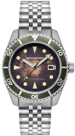 Spinnaker Herren 44mm Wreck Automatik Rust Brown 3-Zeiger-Uhr mit Edelstahlarmband SP-5089-22