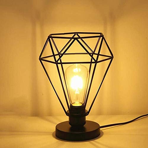 Chao Zan moderne Tischlampe, E27 Fassung, Standleuchte mit Stecker und Schalter Kabel, 1-flammige Vintage Tischleuchte mit Metallschirm, Höhe 27 cm,Schwarz,ohne Leuchtmittel,Nachttischlampe
