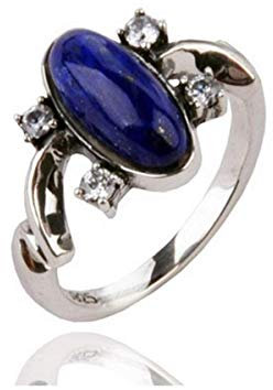 Mempire Elena Gilbert Ring Katherine Pierce 925 Sterling Silber Damenschmuck Ring Lapislazuli blau blau