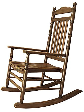 JLXJ Schaukelstühle Sessel Schaukelstuhl Aus Massivem Holz für Veranda Balkon Terrasse, Natürliches Allwetter-Finish Einzelschaukelstühle, 180kg Unterstützung