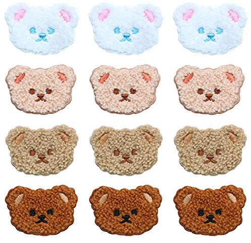 Nifocc 12 Stück Bären Stickerei Aufnäher Aufbügeln Patches Aufnähen Applikation Tier Flicken für Kleidung Jeans Pants Jacken Hüte Rucksäcke Schuhe Taschen DIY Handwerk Dekoration - 4 Farbe