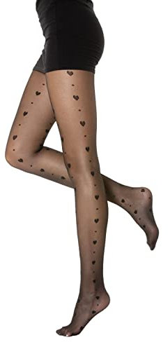 Gi&Gi n°1651 Collants élégants pour femmes, avec pieds invisibles, motif à losanges, 40 deniers, Noir , L/XL