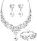 Milacolato Strass Schmuckset Halskette Ohrringe Armband Brautschmuck Set für Bräute Brautjungfer Teardrop Cluster Kristall Damen Schmuck Set für Hochzeit Abschlussball