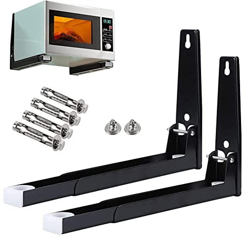 2 Pièces Supports Micro Ondes, Support Mural Universel à Micro Ondes, Acier Micro-Ondes Support, avec Accessoires de Montage, pour l'installation de fours à Micro-ondes dans Cuisine (Noir)