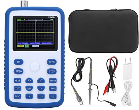 Oscilloscope portable, FNIRSI‑1C15 Oscilloscope numérique 110 MHz Bande passante 500 M/s Mini oscilloscope portable portable Prise UE 220 V