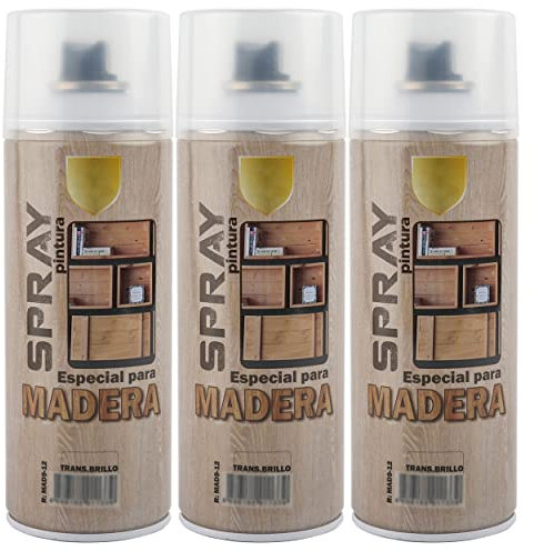 H HANSEL HOME Barniz Spray Especial para Madera - Acabado Transparente Brillo 400ml x 3