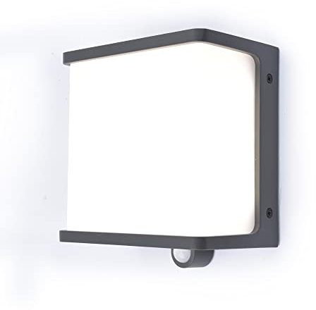 LED Solar Außenwandleuchte Doblo, moderne Wandlampe m.Bewegungsmelder aus Aluminium in Anthrazit & Weiß, Außenlampe m.Dämmerungssensor,1000 Lumen, 4000 Kelvin, vielseitige Wandleuchte