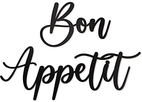 Vivegate Bon Appetit Metall-Wanddekoration – 43,2 x 30,5 cm, schwarzes Bauernhaus, modern, niedlich, groß, Bon Appetit Metall-Wandkunst zum Aufhängen von Küchenschildern, Wanddekoration