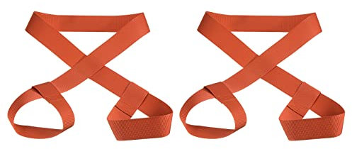 PATIKIL 126 cm x 3,8 cm Skigurt-Träger, 2 Packungen, Abdeckung, Schneeschuh-Tragegurt, verstellbare Schulterschlaufe, Tragegurt für Skischuhe, Rollschuhe, Yogamatten, Dunkelorange