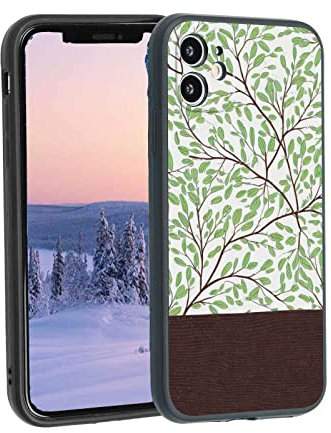 FADALE Coque compatible avec iPhone 12 feuilles, branches d'arbre, feuilles en bois, pour garçons, filles, femmes, coque de protection en silicone souple antidérapante élégante pour iPhone