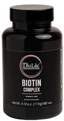 Dulàc - Biotina para Cabello, Uñas y Piel, 180 Tabletas, Vitaminas con Biotina, Zinc, Selenio, Vitamina C y Semillas de Calabaza, 100% Made in Italy, Tratamiento de 6 Meses
