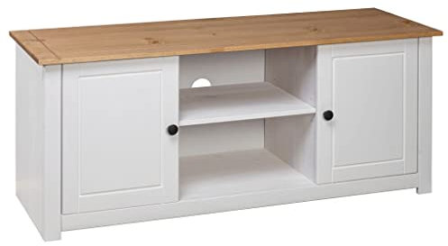 FIRBNUS 120x40x50 cm TV Board TV Schrank Fernsehtisch TV Lowboard TV-MöBel PhonomöBel TV Cabinet TV Bank TV Stand Fernseher Schrank Weiß und Braun
