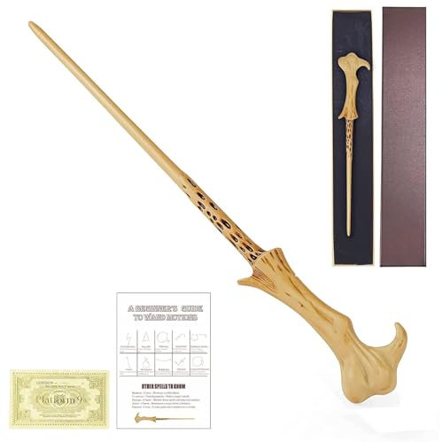 FemKey Zauberstab, Magische Welt Harz Zauberstab Kostüm Zubehör mit Zauberspruch Karte und Fahrkarte, für Hexen und Magier Cosplay de Halloween 36.5CM