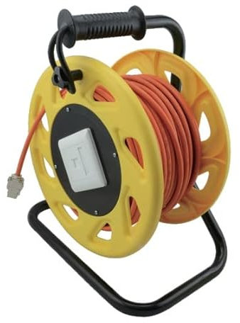 Kabeltrommel Netzkabel Cat 7A Mobil orange/gelb 50,0m