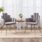 chairus 2er Set Samt Esszimmerstühle Küche gepolsterter Sitz Sessel Schlafzimmer Wohnzimmer Akzentstuhl mit Metallbeinen(Grau-1)