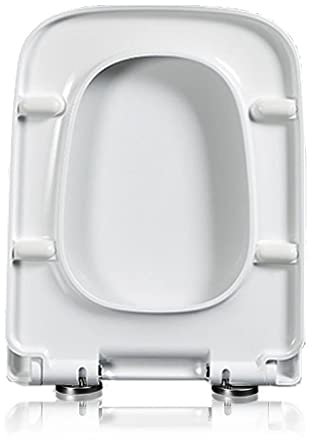 Wttfc WC-Sitz-Quadrat-langsam schließender schneller Freigabe-WC-Sitz-Deckel, quadratischer WC-Sitz-Deckel Soft Close Top Fix justierbare Scharniere, einfache Installation, 04A weiß