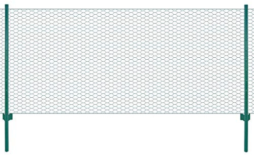 Homgoday Netz für Zaun mit Stahlpfosten 25 x 0,75 m, grün, Gartentor für Außenbereiche, Baustellenzaun