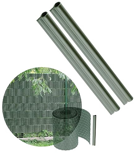 KADAX 2er Set Klemmschienen für Sichtschutzstreifen, Befestigungsclips aus Kunststoff, Klemmstreifen, Clips für Zaunfolie, Endclips (Set, Grün)