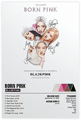 K-pop Blackpink Poster Born Pink Album Cover Poster Leinwand Poster Wandkunst Dekor Druck Bild Gemälde für Wohnzimmer Schlafzimmer Dekoration 30 x 45 cm