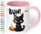 True Statements Halloween Keramik-Tasse „BUH! Schwarze Katze“ – ca. 330ml –Kaffeebecher mit Spruch, kleines gruseliges Geschenk (Rosa)