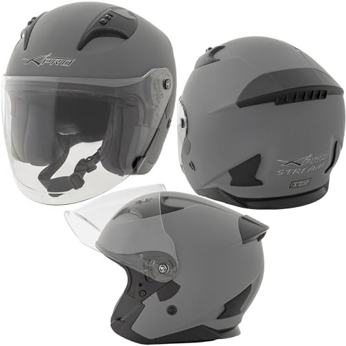 Casco Jet Moto Aperto Visiera Scooter Antigraffio Urbano ECE 22-06 Grigio Opaco M