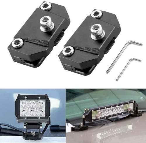 ZHILXN Universal LED Light Bar Mounting Brackets - 2PCS Aluminum Alloy, Black, No Drilling, Clamp Mount, Off-Road, Truck, Car Accessories