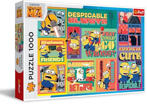 Trefl - Despicable Me 4, Gru und Minions: Unter dem Deckel - Bunte Collage mit den Cartoon-Helden, DIY-Spiel, Kreative Unterhaltung, Klassisches Puzzle für Erwachsene und Kinder ab 12 Jahren