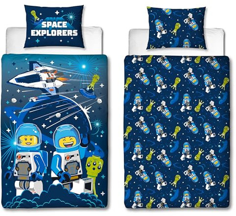 Character World Offiziell Lizenziertes Lego® City Bettwäsche-Set für Einzelbett, wendbar, 2-seitig, inkl. passendem Kissenbezug, Lego®-Polyester-Baumwoll-Mischgewebe