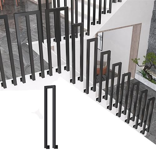 U/M-förmiger Handlauf für Außentreppen, Treppengeländer, schwarzes, quadratisches, seitlich montiertes Geländer aus Schmiedeeisen für Gartenhäuser, Terrassenbeläge, Balkone, drinnen und draußen (Far
