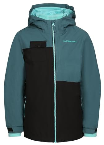 Alpine Pro PLEGA - Giacca invernale da ragazzo con cappuccio, per esterni, leggera, da trekking, da città, sportiva, antivento, impermeabile e traspirante, interno rimovibile, verde, 128-134