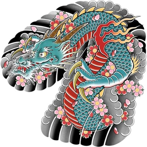 Autocollant De Tatouage Temporaire Dragon Tatouages Corps Art Bras Autocollant Tatoo Hommes Motif Japonais Autocollant De Tatouage