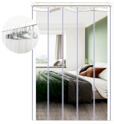 Transparenter PVC-Kunststoffstreifen, Türvorhang, 1,5 mm dick, winddicht, Schiebevorhänge für Terrassentüren, Küchentüren, 60 x 200 cm