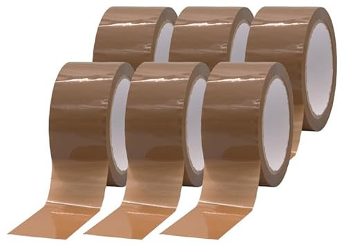 Generisch Paketklebeband Braun – Geräuscharmes Packband 48mm x 66m - Robustes Klebeband für Pakete, Kartons und Versandschachteln (Braun, 6 Rollen)