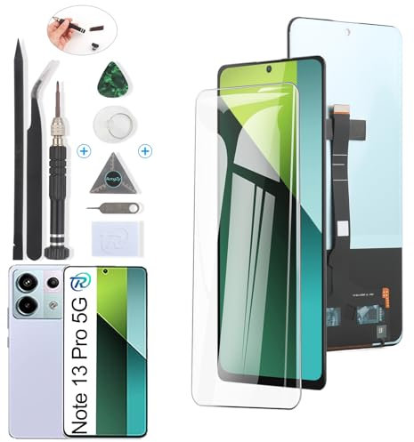 RongZy para Xiaomi Redmi Note 13 Pro 5G LCD+Pantalla Táctil Digitalizador Asamblea Reemplazo +Reparación Herramientas (Negro)
