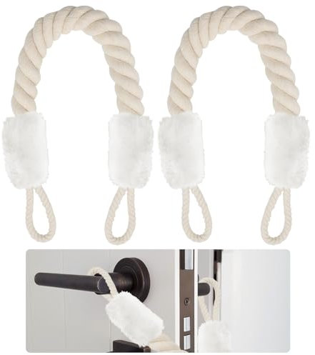 Türkordel Klemmschutz, 2 Stück Baumwolle Türstopper Klinke, Türkordel,Türkordel Klemmschutz, Türkordeln Türstopper, für Türen Haustier und Kinder Fingerschutz (Weiß)