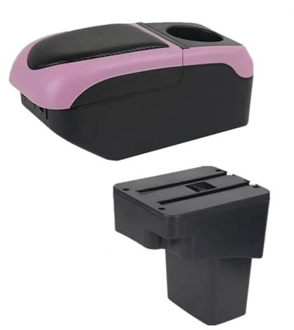QIBBEI Leicht zu reinigen Automodifizierte Teile, Innenarmlehnenablage, Teleskop-Getränkehalter, Zubehör Für ESQ 2010-2019(S1 Black-pink)