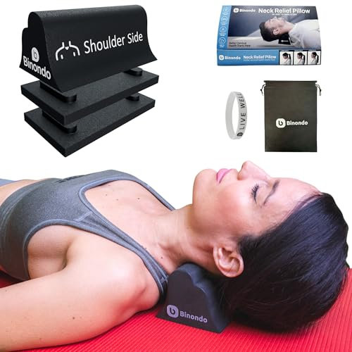 Binondo. Almohada Terapéutica para Cervicales y Cuello. Cojín Relajador de la Columna Cervical. Alivio del Dolor y Tensión del Cuello, Cabeza y Hombros. Recomendado por Fisioterapeutas. Fácil de Usar.