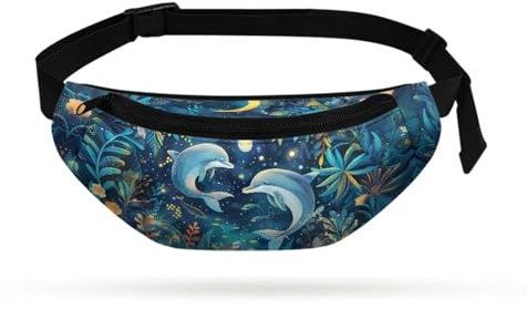 KUIFORTI Bauchtasche für kleine Mädchen, Mini-Hüfttasche, Umhängetasche, Bauchtasche mit verstellbarem Riemen, Niedlicher Delphin, Einheitsgröße, Lässiger Tagesrucksack