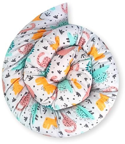 Bebeloo Bettschlange Bettkissen Seitenschläferkissen Nackenrolle Schlafkissen Kuschelschlange Stillkissen Zierkissen Zugluftstopper Body Pillow Baumwolle (400 cm, Dinosaurier)