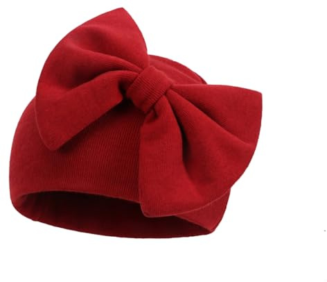 Baby Turban Mütze mit Schleife Babymütze Baumwolle Neugeborene Beanie | Die Turban Mütze mit großer Schleife verleiht Neugeborenen und Babys einen niedlichen, eleganten Look.