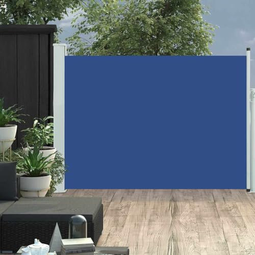 Xichuzi Ausziehbare Seitenmarkise, Sichtschutz Terrasse, Windschutz Terrasse, Terrassen-sichtschutz, Trennwand Balkon, Markise Seitenwand, 120×500 cm Blau