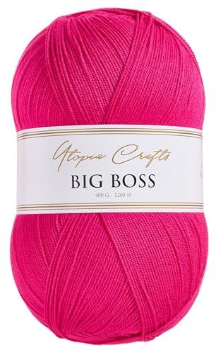 Utopia Crafts Big Boss 400g Knitting & Crochet Yarn 1200m (Hot Pink)