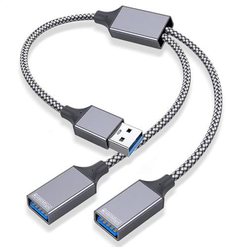 BLKing USB Splitter 1 in 2 Out,USB A Male to Double Female,USB Y Cable Extension Adapter,Dual Usb Port Extender Hub,Data Charger Power Split for Car,Xbox One Series,Keyboard,Mouse