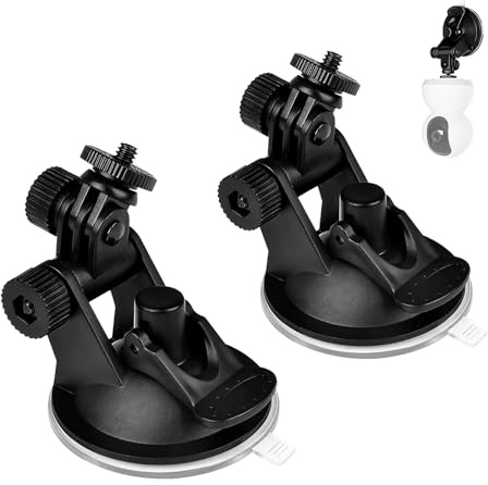 XHNKEG 2 Stück Saugnapfhalterung, Universal Wandhalterung Schwarz Saugnapfhalterung Autohalterung 1.5 Kg Tragen üBerwachungskamera Halterung für Windshield Camera