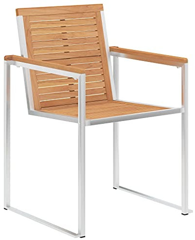 2er-Set Gartenstühle aus massivem Teakholz und Edelstahl 304 - Langlebig & Wetterfest - Perfekt für Terrasse und Garten
