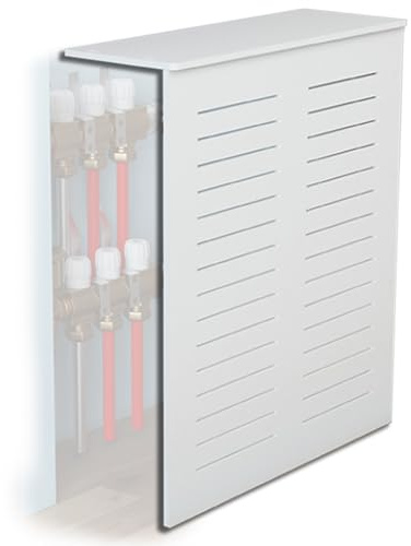 JINGSHIQIAOPL Stylish Radiator Cover with Ventilation Slats, PVC Heating Cover Cabinet, Easy Assembly, Storage Shelf for Living Room Bedroom, White(70x80x20cm/28x32x8in)