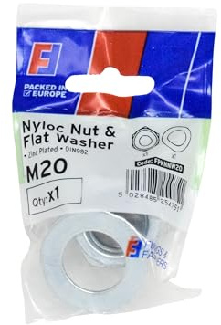 Forgefix Nyloc Nut & Washer M20 ForgePack 1, bright zinc plated for increased corrosion resistance