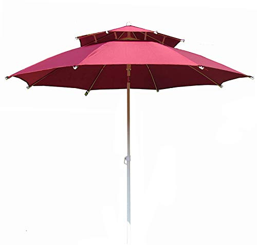 CLSDRZC Double Top 8ft Patio Dark Red Table Umbrella with Sturdy Ribs & Air Vent, Outdoor/Garden/Deck/Pool Parasol