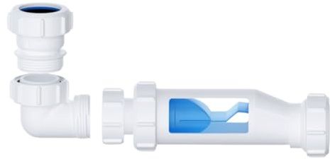 HULTHOR 32mm Self Sealing Waste Valve – Basin Waste Trap Alternative to Bottle Trap – Anti Odour, Space Saving Sink Trap for Bathroom & Cloakroom Basins Multi Orientation
